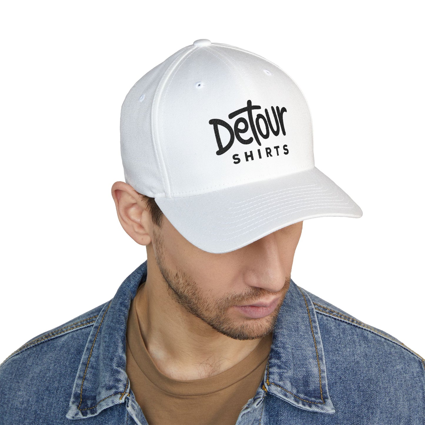 Detour Shirts Embroidered White Cap