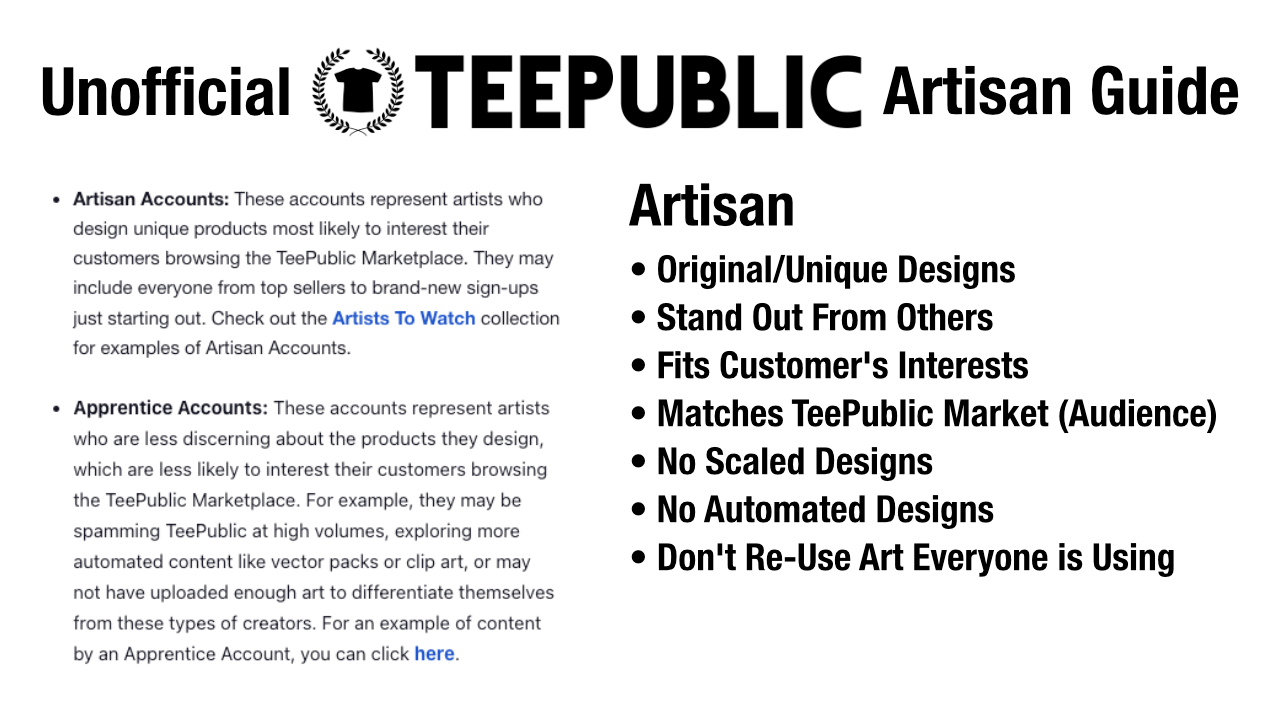 Unofficial TeePublic Artisan Guide
