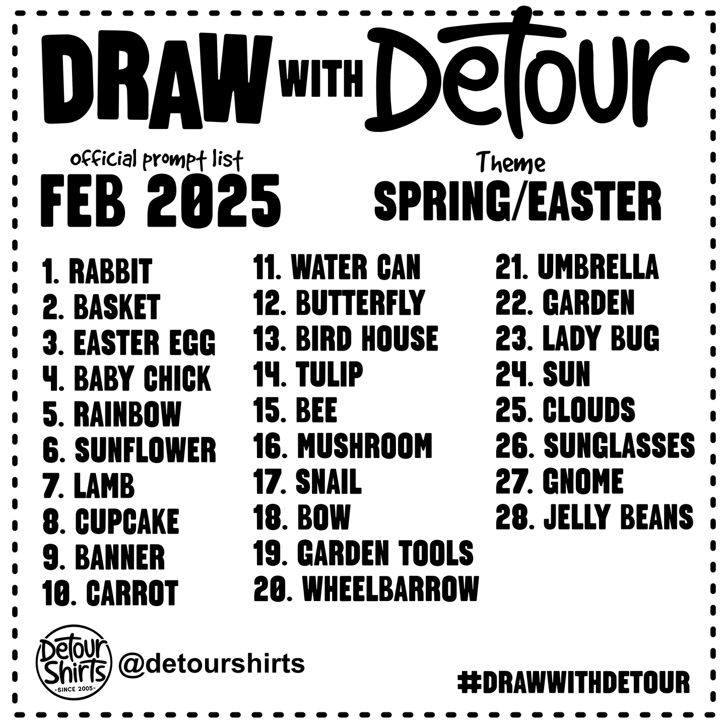 Draw with Detour February 2025 Prompts