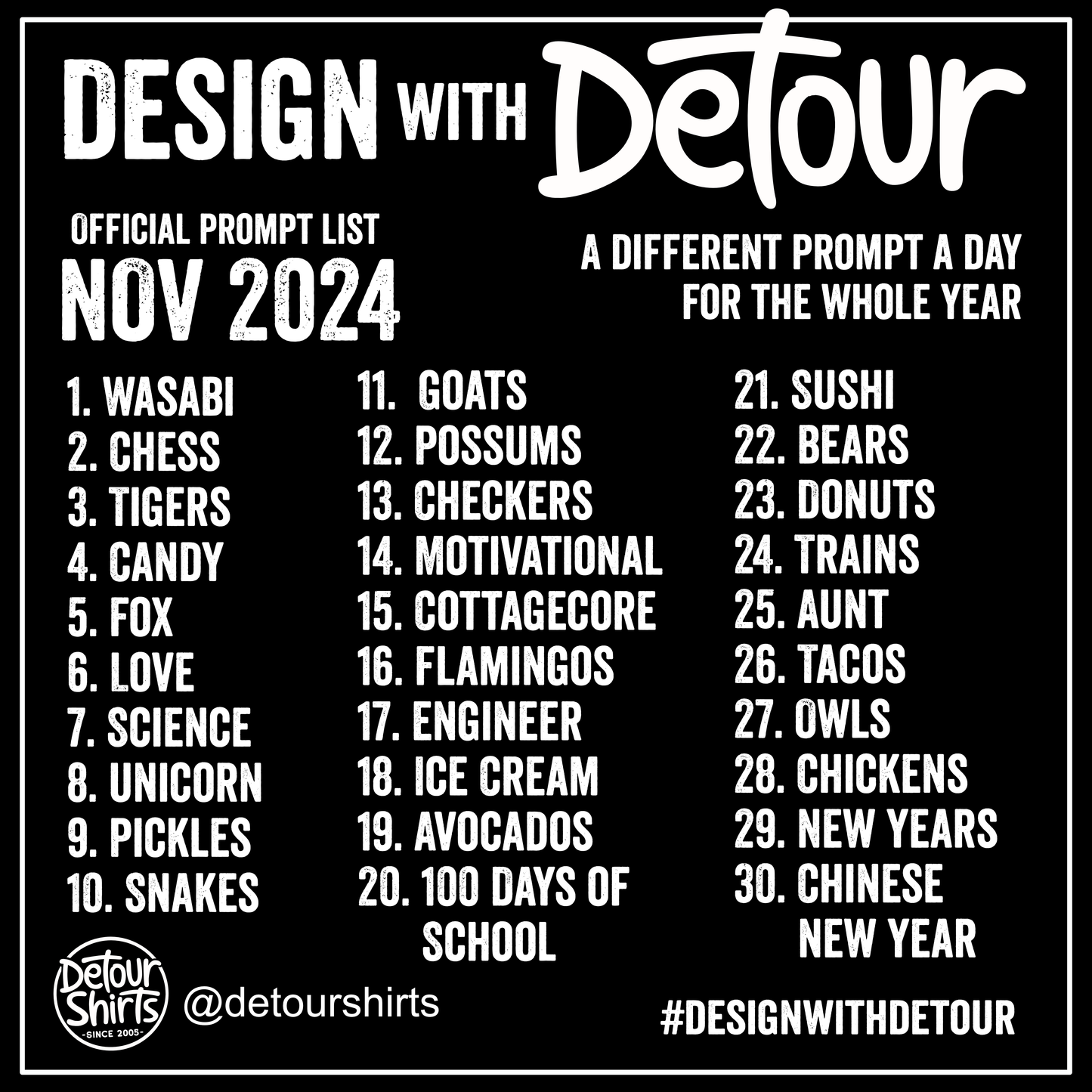 Design with Detour November 2024 Prompts
