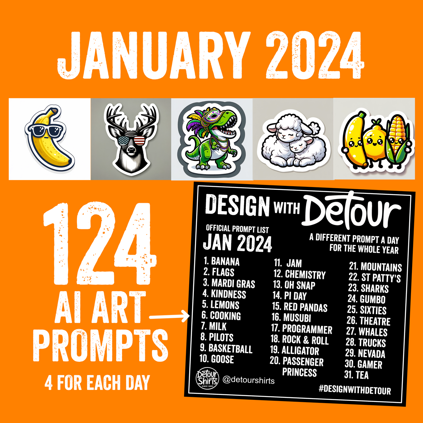 January 2024 -124 AI Art Prompts
