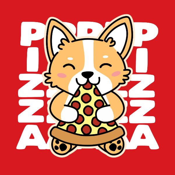 Corgi Eating Pizza