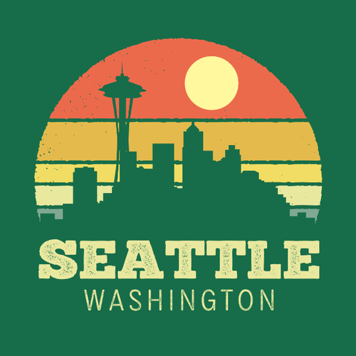 Seattle Washington Vintage Sunset