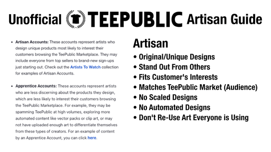Unofficial TeePublic Artisan Guide