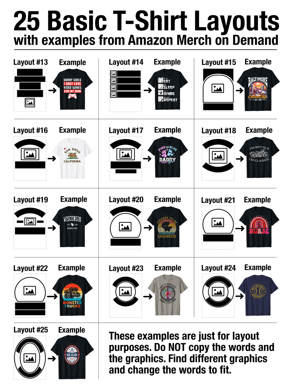 25 Basic T-Shirt Layouts with examples – Detour Shirts