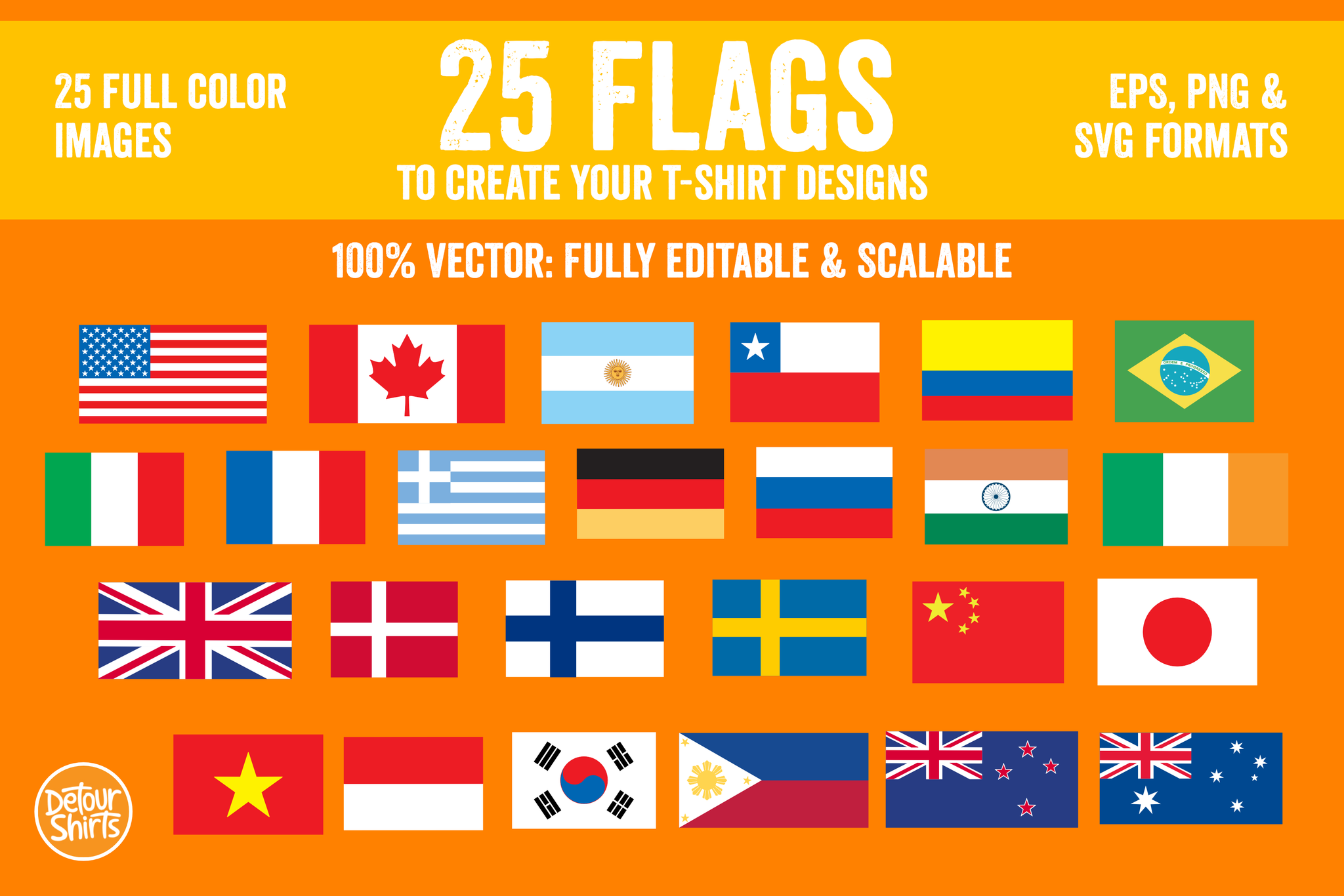 25 Flags Vector Pack – Detour Shirts