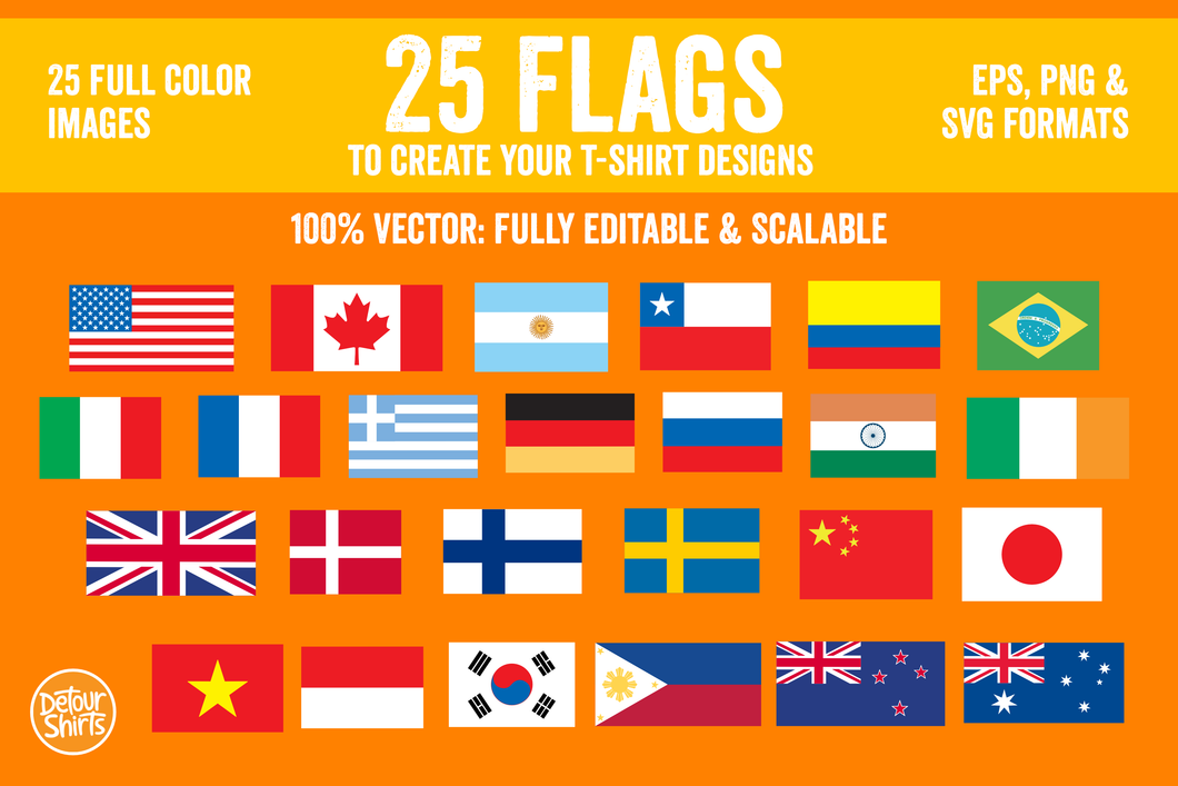 25 Flags Vector Pack