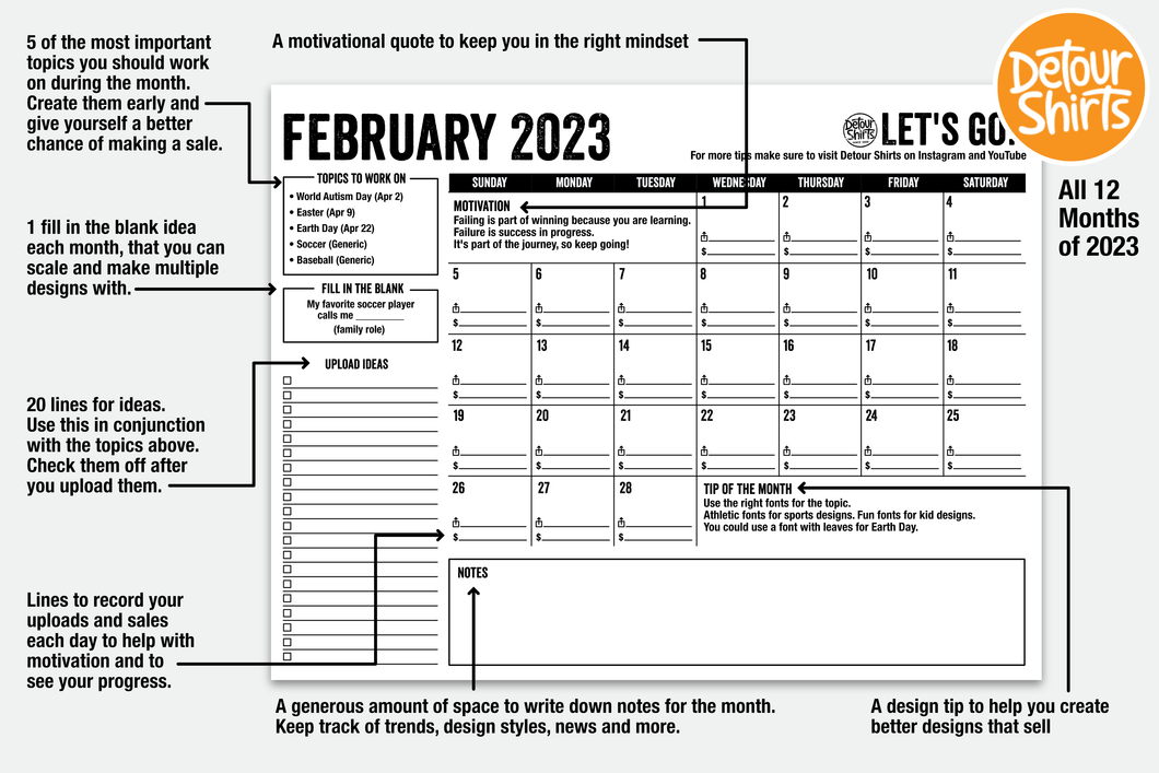 Print On Demand Calendar 2023 Detour Shirts print-on-demand-calendar-2023-detour-shirts