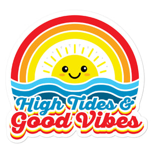 High Tides and Good Vibes Rainbow Kawaii Stickers