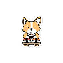 Load image into Gallery viewer, Corgi Eating Sushi Stickers