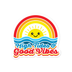 High Tides and Good Vibes Rainbow Kawaii Stickers