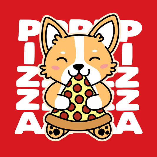 Corgi Eating Pizza