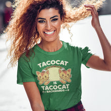 Load image into Gallery viewer, Tacocat is tacocat backwards shirt